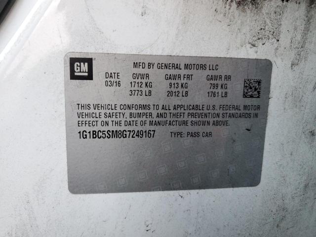 Photo 10 from auction – 2016 CHEVROLET CRUZE LS with VIN 1G1BC5SM8G7249167