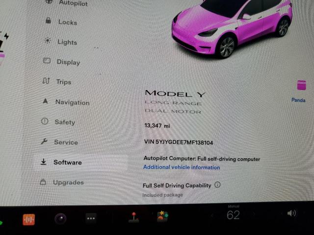 Photo 8 from auction – 2021 TESLA MODEL Y with VIN 5YJYGDEE7MF138104