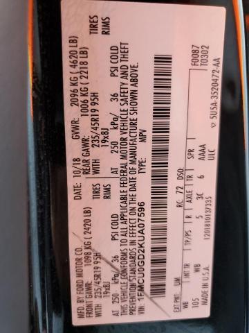 Photo 10 from auction – 2019 FORD ESCAPE SE with VIN 1FMCU0GD2KUA07596