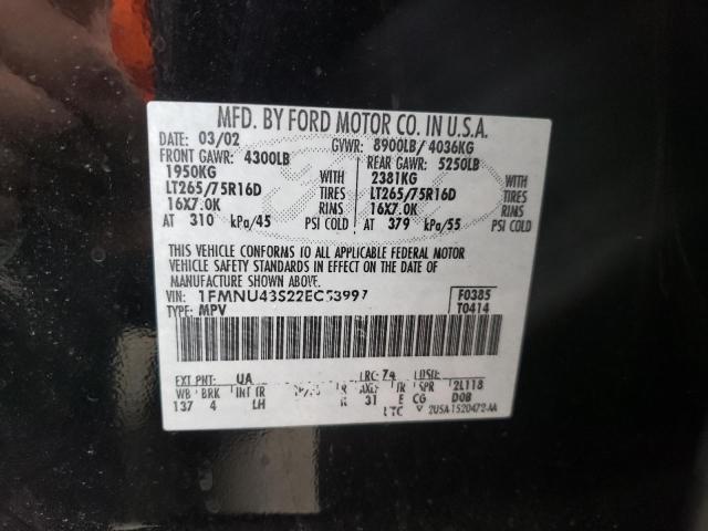 Photo 10 from auction – 2002 FORD EXCURSION with VIN 1FMNU43S22EC53997