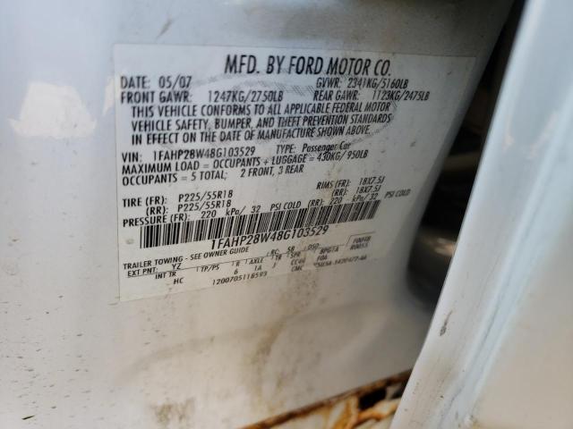 Photo 10 from auction – 2008 FORD TAURUS LIM with VIN 1FAHP28W48G103529