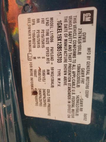 Photo 10 from auction – 2002 GMC SAFARI XT with VIN 1GKEL19X12B515703