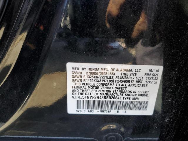 Photo 10 from auction – 2011 HONDA PILOT EX with VIN 5FNYF3H43BB026641