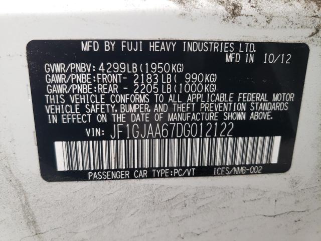 Photo 10 from auction – 2013 SUBARU IMPREZA with VIN JF1GJAA67DG012122