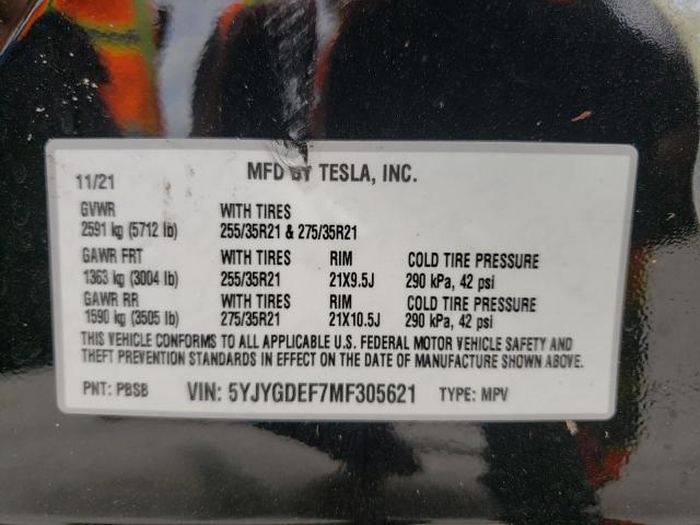 Photo 10 from auction – 2021 TESLA MODEL Y with VIN 5YJYGDEF7MF305621