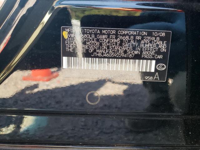 Photo 10 from auction – 2009 LEXUS ES 350 with VIN JTHBJ46G592294187