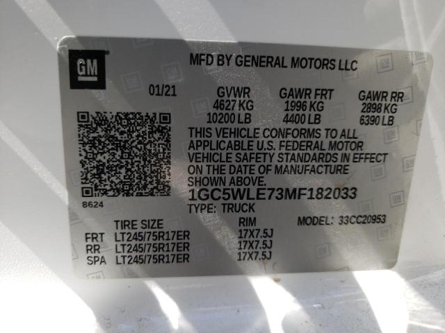 Photo 10 from auction – 2021 CHEVROLET SILVERADO with VIN 1GC5WLE73MF182033