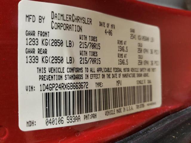 Photo 10 from auction – 2006 DODGE GRAND CARA with VIN 1D4GP24RX6B663672