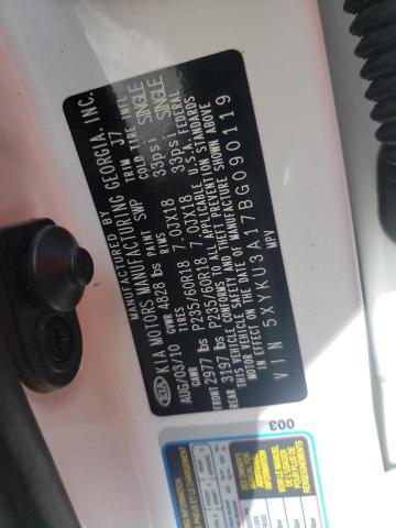 Photo 10 from auction – 2011 KIA SORENTO EX with VIN 5XYKU3A17BG090119