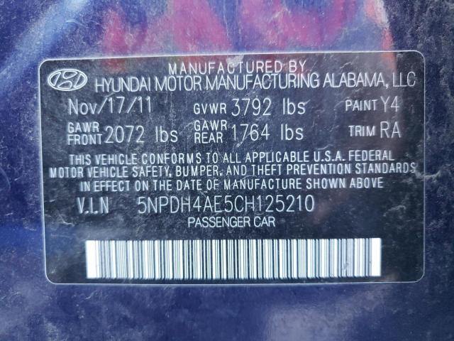 Photo 10 from auction – 2012 HYUNDAI ELANTRA GL with VIN 5NPDH4AE5CH125210