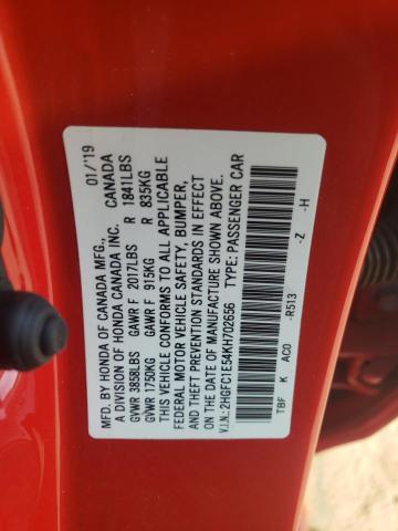 Photo 10 from auction – 2019 HONDA CIVIC SI with VIN 2HGFC1E54KH702656