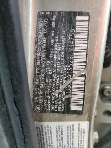 Photo 10 from auction – 2005 BMW X5 3.0I with VIN 5UXFA13525LY14756