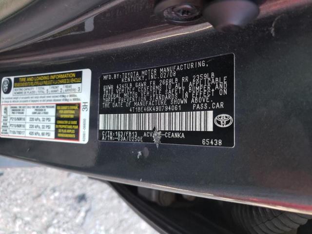 Photo 10 from auction – 2009 TOYOTA CAMRY BASE with VIN 4T1BE46K49U794061