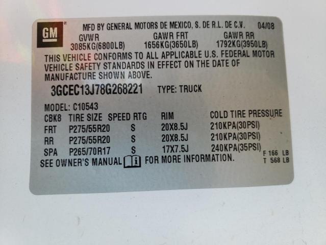 Photo 10 from auction – 2008 CHEVROLET SILVERADO with VIN 3GCEC13J78G268221