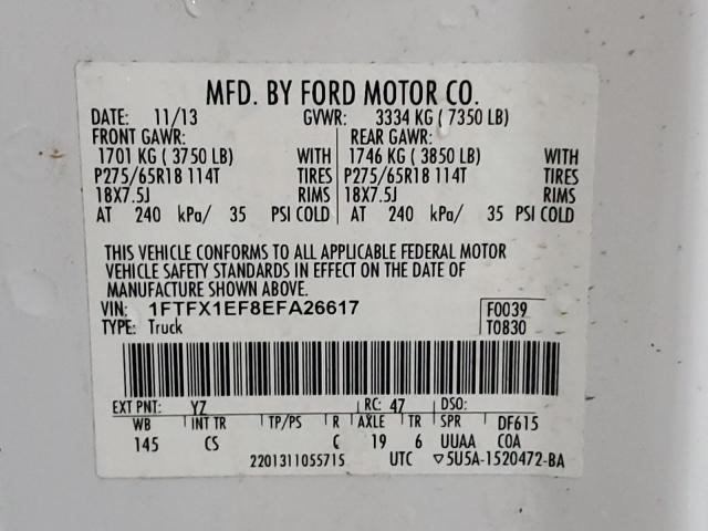 Фото 10 с аукциона – 2014 FORD F150 SUPER с VIN 1FTFX1EF8EFA26617