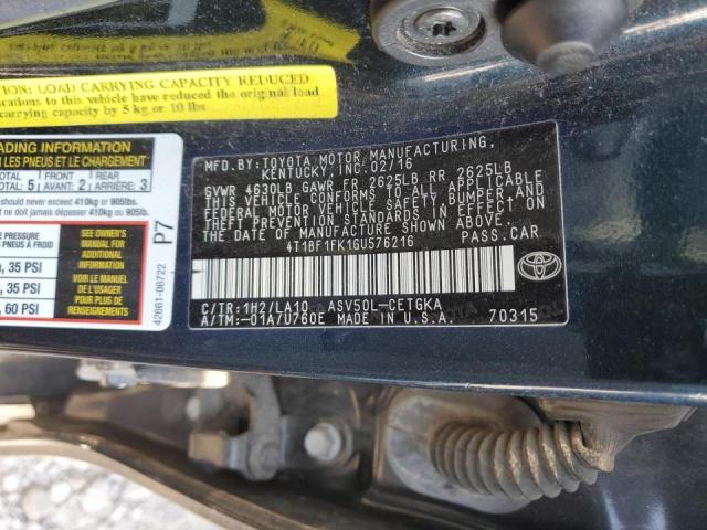Photo 10 from auction – 2016 TOYOTA CAMRY LE with VIN 4T1BF1FK1GU576216