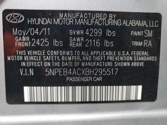 Photo 10 from auction – 2011 HYUNDAI SONATA GLS with VIN 5NPEB4ACXBH295517