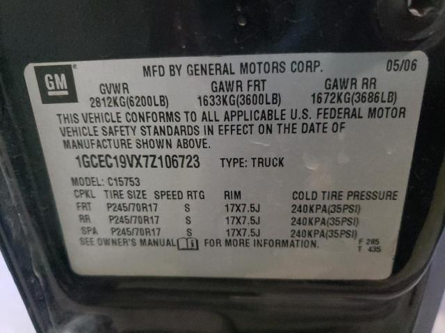 Photo 10 from auction – 2007 CHEVROLET SILVERADO with VIN 1GCEC19VX7Z106723