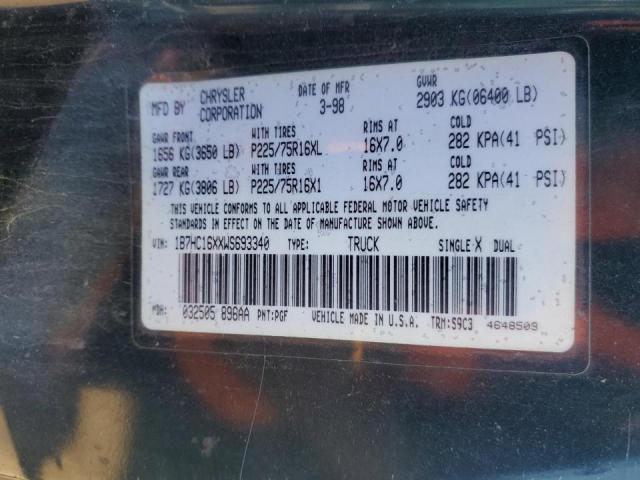Photo 10 from auction – 1998 DODGE RAM 1500 with VIN 1B7HC16XXWS693340