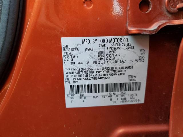 Photo 10 from auction – 2008 FORD EDGE SEL with VIN 2FMDK48C78BA02920