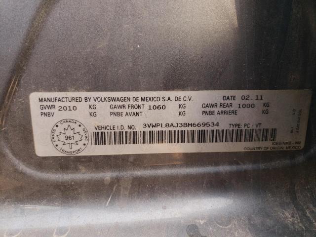 Photo 10 from auction – 2011 VOLKSWAGEN JETTA TDI with VIN 3VWPL8AJ3BM669534
