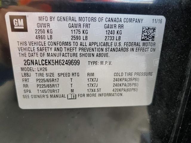 Photo 10 from auction – 2017 CHEVROLET EQUINOX LT with VIN 2GNALCEK5H6249699