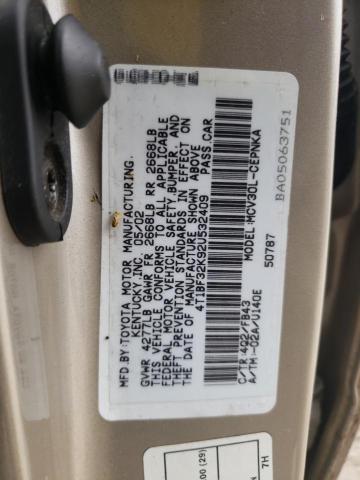 Photo 10 from auction – 2002 TOYOTA CAMRY LE with VIN 4T1BF32K92U532409