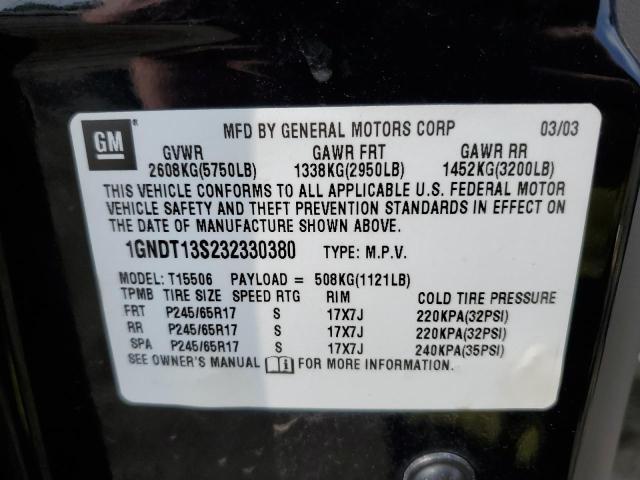 Photo 10 from auction – 2003 CHEVROLET TRAILBLAZE with VIN 1GNDT13S232330380