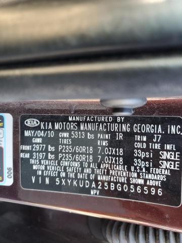 Photo 10 from auction – 2011 KIA SORENTO EX with VIN 5XYKUDA25BG056596