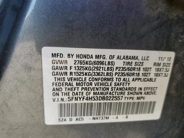 Photo 10 from auction – 2013 HONDA PILOT EXL with VIN 5FNYF4H53DB022557