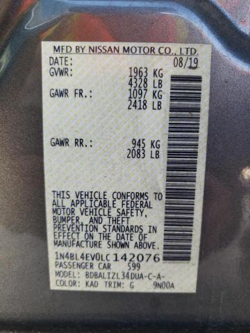 Photo 10 from auction – 2020 NISSAN ALTIMA SL with VIN 1N4BL4EV0LC142076
