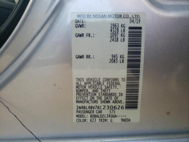 Photo 10 from auction – 2019 NISSAN ALTIMA S with VIN 1N4BL4BV7KC230626