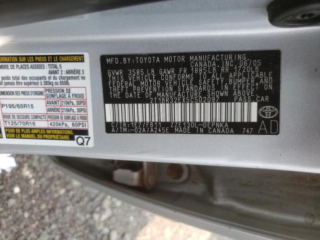 Photo 10 from auction – 2005 TOYOTA COROLLA CE with VIN 2T1BR32EX5C502097