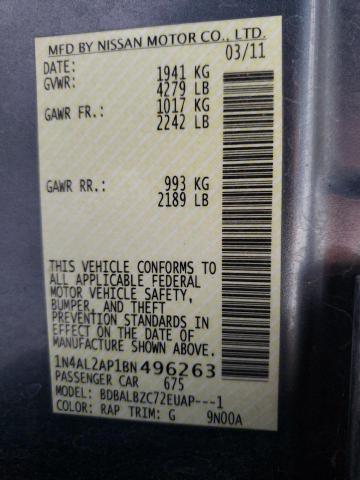 Photo 10 from auction – 2011 NISSAN ALTIMA BAS with VIN 1N4AL2AP1BN496263