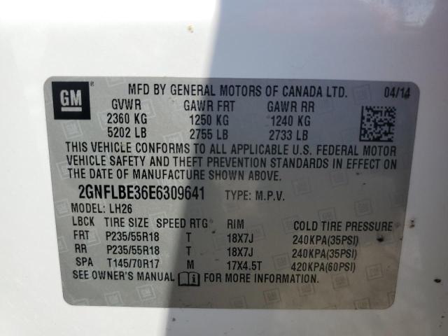 Photo 10 from auction – 2014 CHEVROLET EQUINOX LT with VIN 2GNFLBE36E6309641