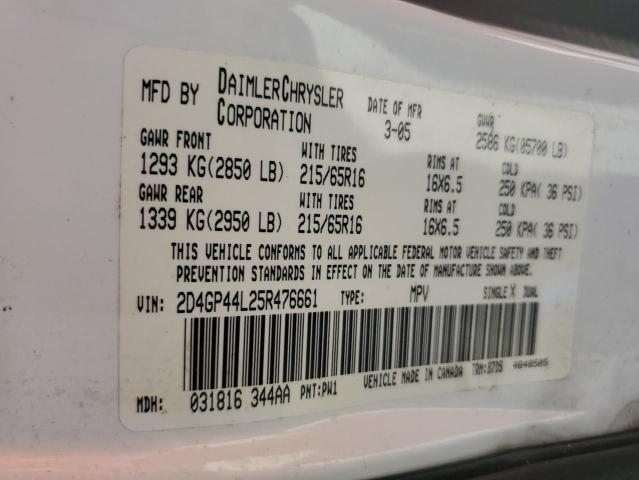 Photo 10 from auction – 2005 DODGE GRAND CARA with VIN 2D4GP44L25R476661