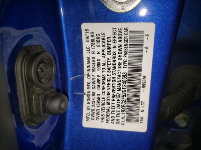 Photo 10 from auction – 2016 HONDA CIVIC LX with VIN 19XFC2F52GE245593