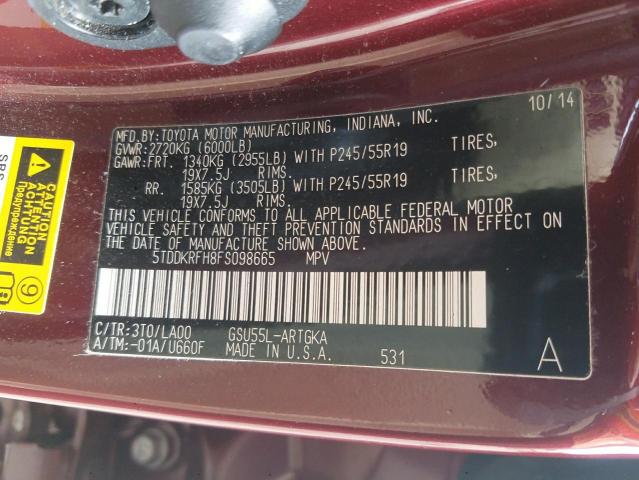 Photo 10 from auction – 2015 TOYOTA HIGHLANDER with VIN 5TDDKRFH8FS098665