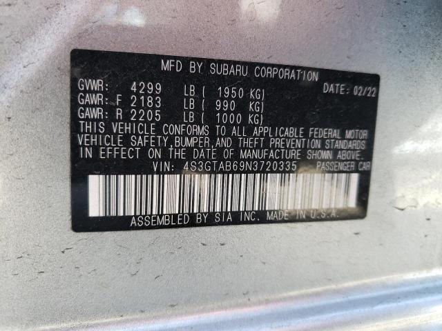 Photo 10 from auction – 2022 SUBARU IMPREZA with VIN 4S3GTAB69N3720335