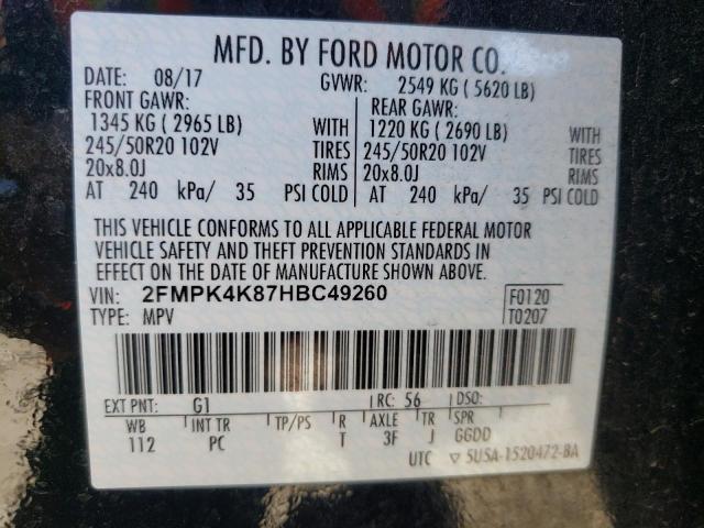Photo 10 from auction – 2017 FORD EDGE TITAN with VIN 2FMPK4K87HBC49260