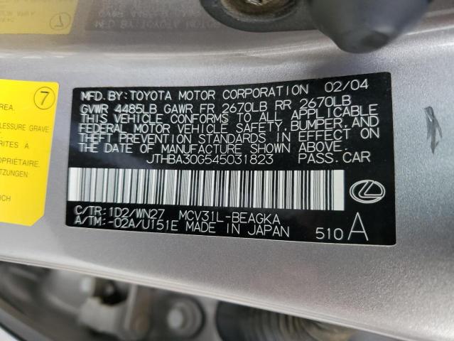 Photo 10 from auction – 2004 LEXUS ES 330 with VIN JTHBA30G545031823