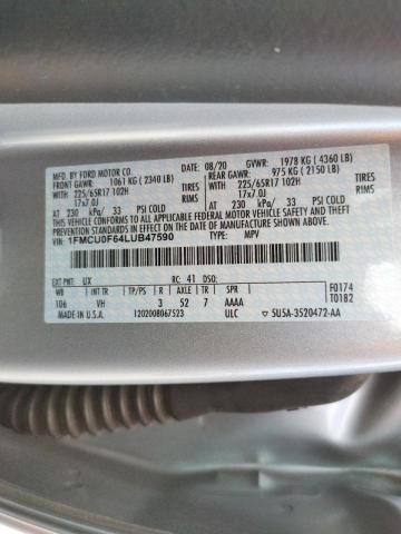 Photo 10 from auction – 2020 FORD ESCAPE S with VIN 1FMCU0F64LUB47590