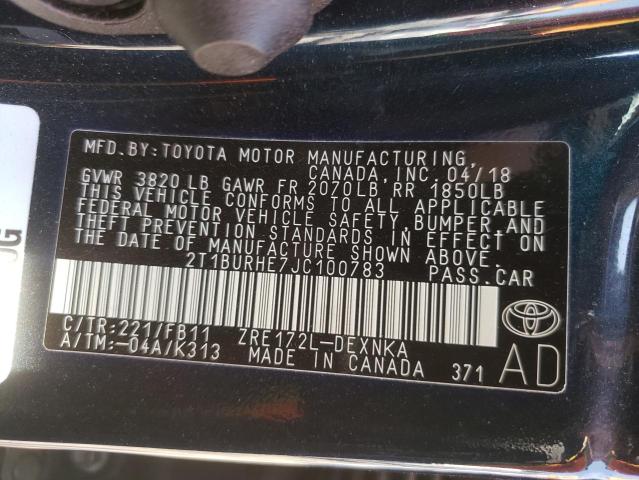 Photo 10 from auction – 2018 TOYOTA COROLLA L with VIN 2T1BURHE7JC100783