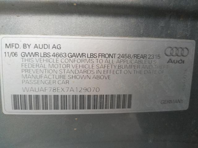 Photo 10 from auction – 2007 AUDI A4 2 with VIN WAUAF78EX7A129070