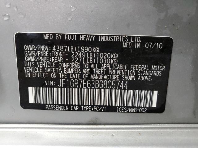 Photo 10 from auction – 2011 SUBARU IMPREZA WR with VIN JF1GR7E63BG805744