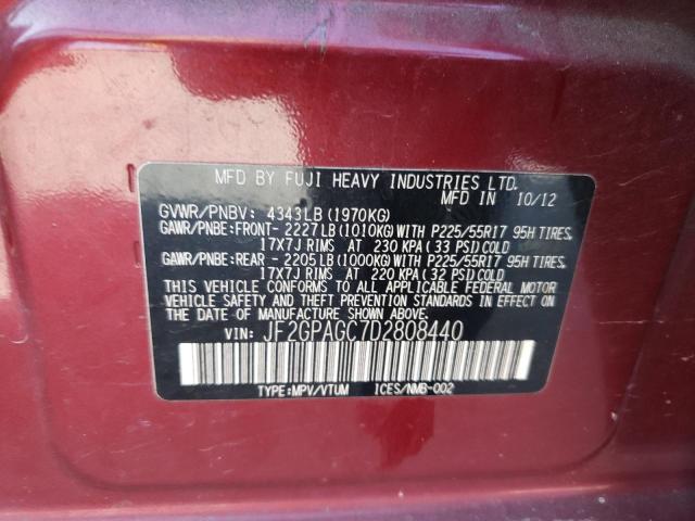 Photo 10 from auction – 2013 SUBARU XV CROSSTR with VIN JF2GPAGC7D2808440