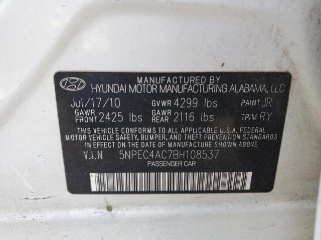 Photo 10 from auction – 2011 HYUNDAI SONATA SE with VIN 5NPEC4AC7BH108537