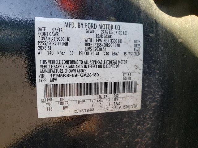 Photo 10 from auction – 2015 FORD EXPLORER L with VIN 1FM5K8F89FGA28189