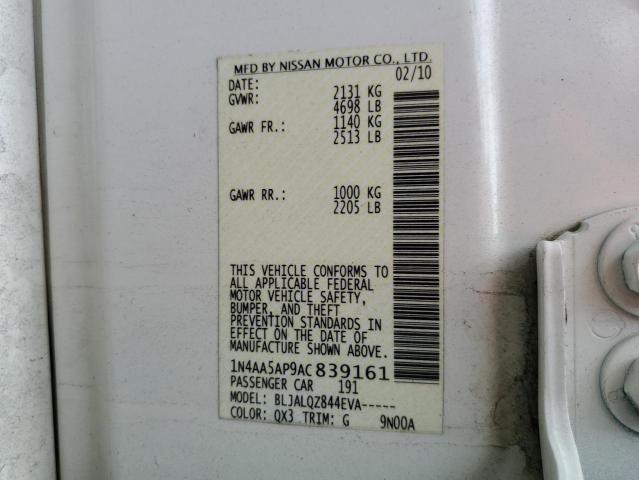 Photo 10 from auction – 2010 NISSAN MAXIMA S with VIN 1N4AA5AP9AC839161