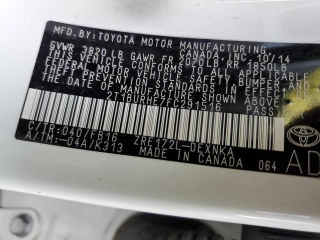 Photo 10 from auction – 2015 TOYOTA COROLLA L with VIN 2T1BURHE7FC291516